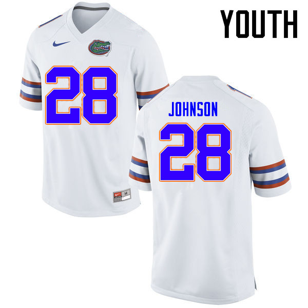 Youth Florida Gators #28 Kylan Johnson College Football Jerseys Sale-White